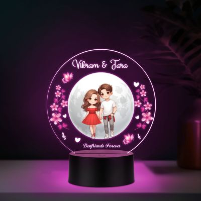 Personalized Best Friends Forever Theme LED Night Light, Custom with Names, 7 Color Changing Light Gift for Best Friend